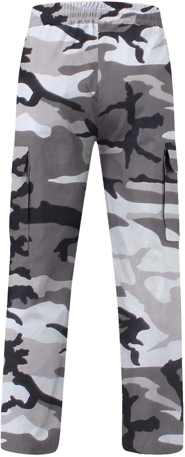 Alalaso Mens Cargo Pants Casual Cotton Jogger Multi Pockets Outdoor Hiking Work Sweatpants