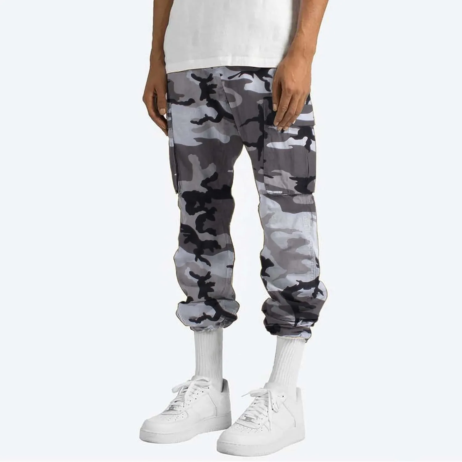 Alalaso Mens Cargo Pants Casual Cotton Jogger Multi Pockets Outdoor Hiking Work Sweatpants