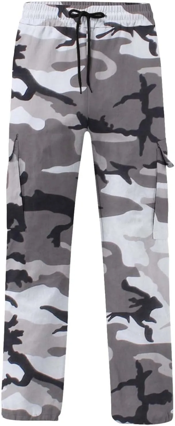 Alalaso Mens Cargo Pants Casual Cotton Jogger Multi Pockets Outdoor Hiking Work Sweatpants