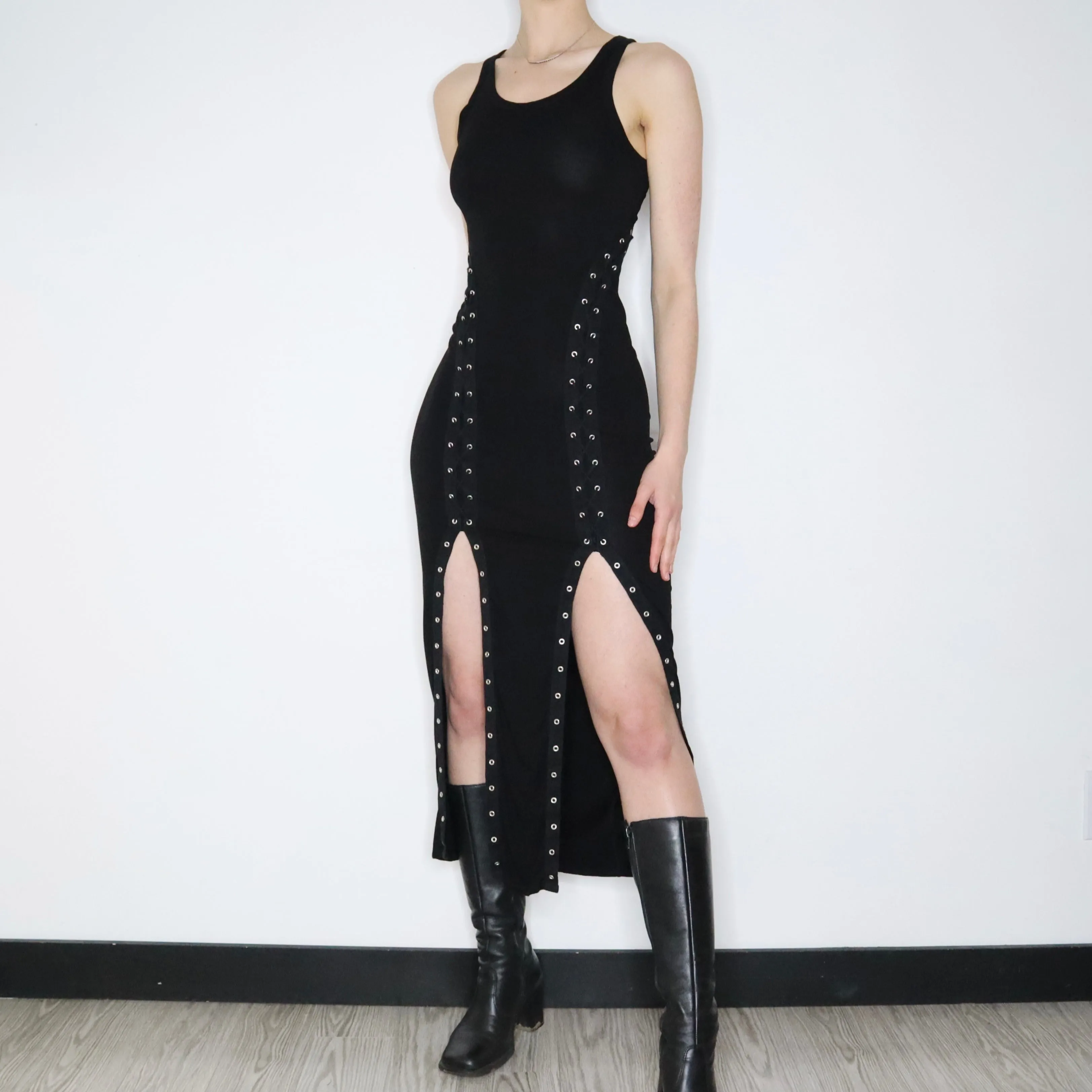 All Saints Black Corset Maxi Dress (Small) 