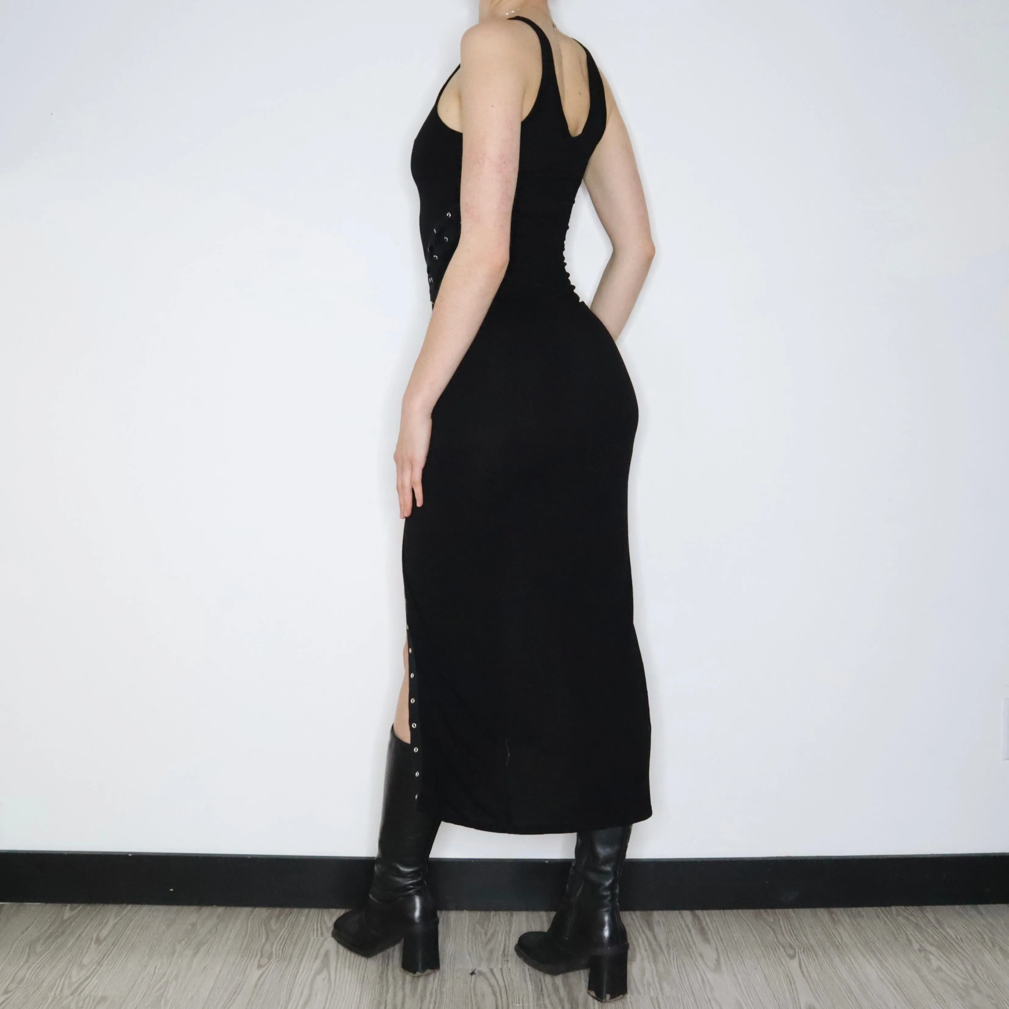 All Saints Black Corset Maxi Dress (Small) 