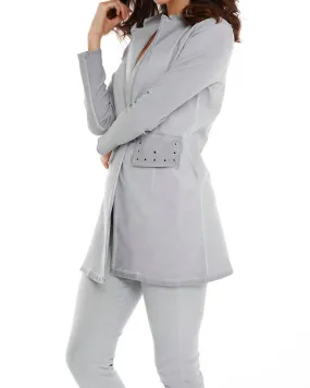 Amaya Long Grommet Jacket in Light Gray | Light Gray