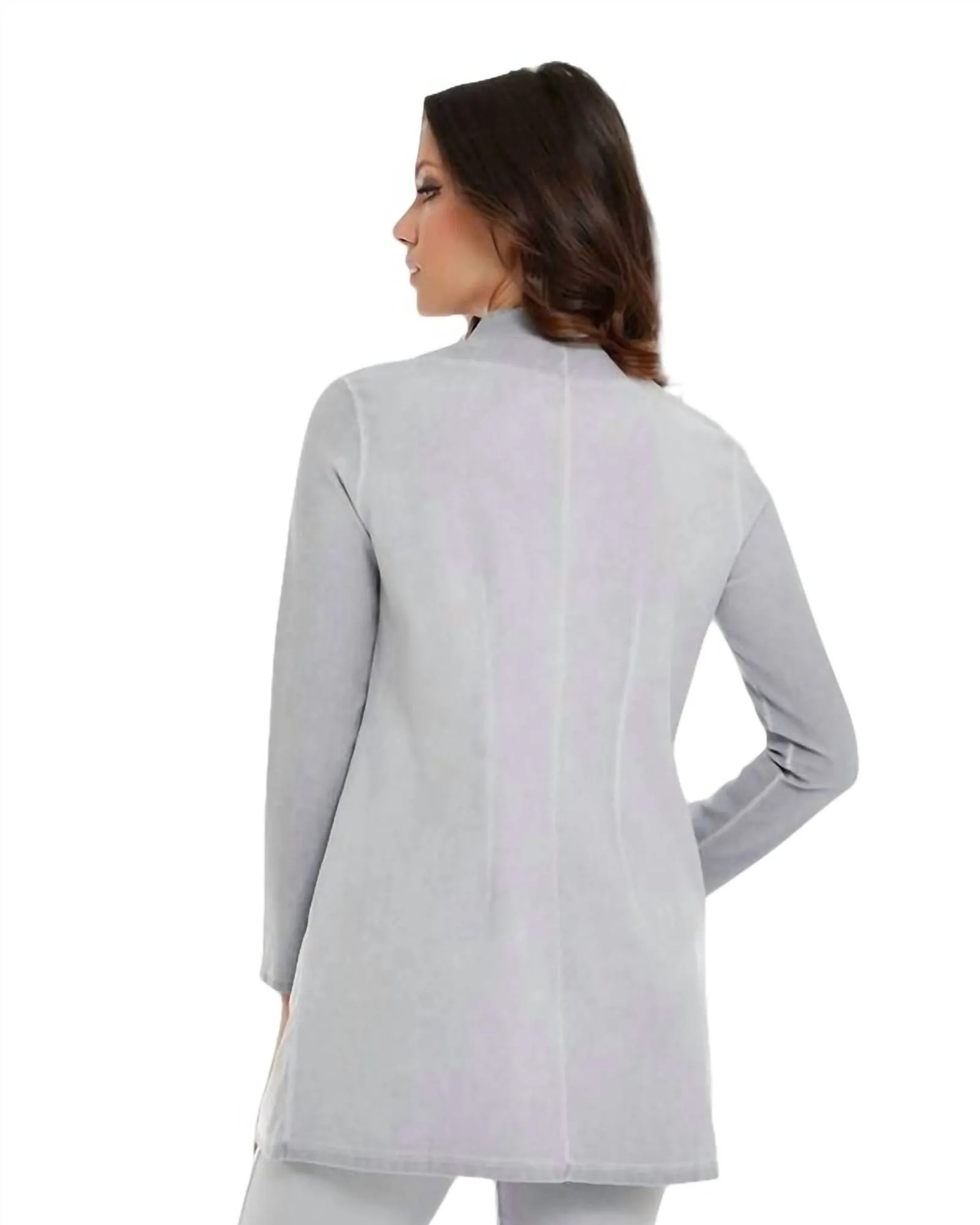 Amaya Long Grommet Jacket in Light Gray | Light Gray
