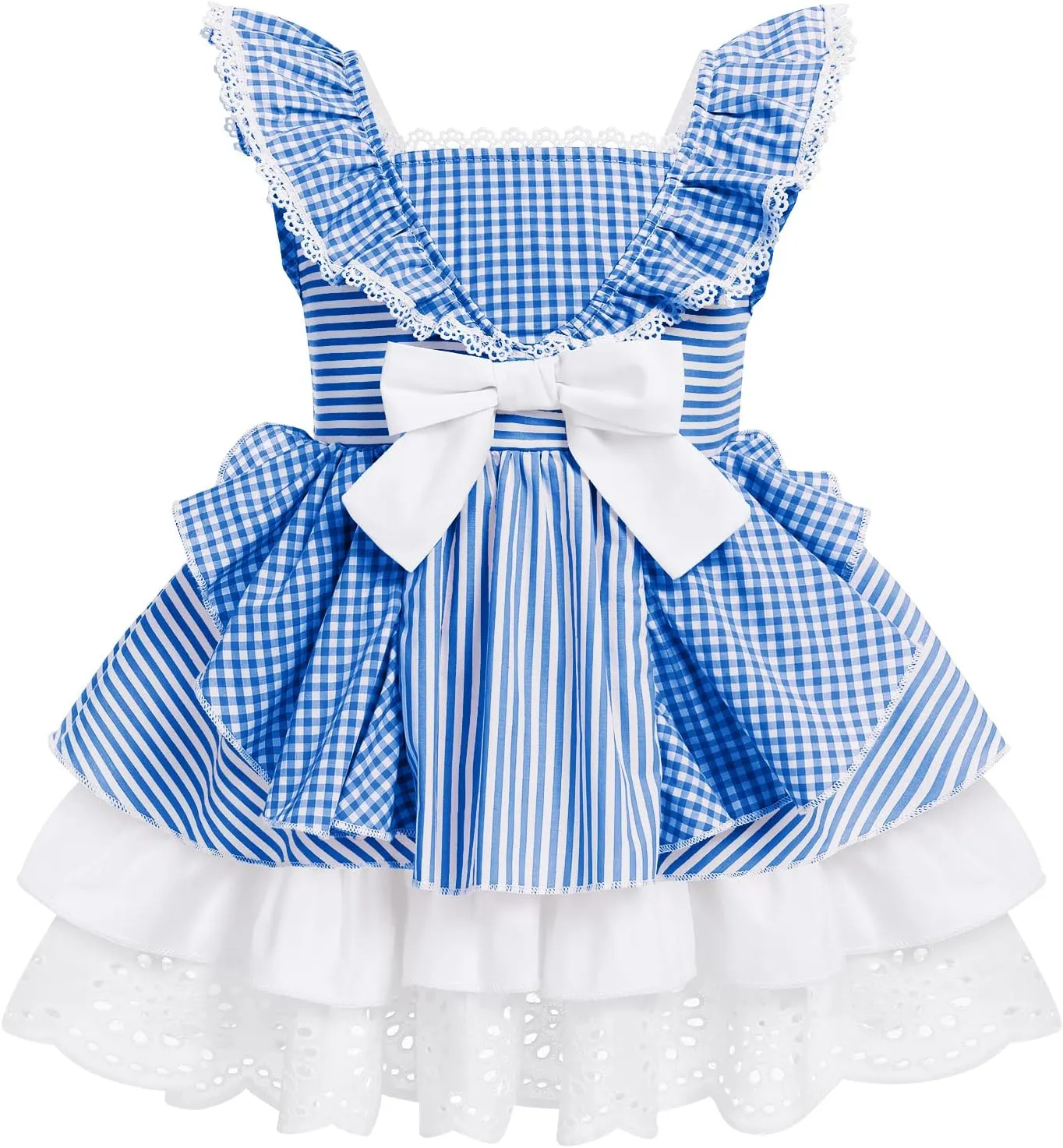 Baby Girl Tutu Dress Summer Sleeveless Plaid Princess Birthday Party Dresses Flower Bowknot Sundress with Headband Set