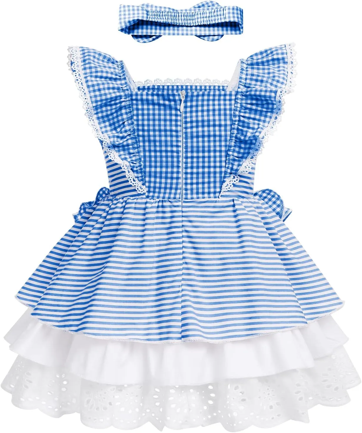 Baby Girl Tutu Dress Summer Sleeveless Plaid Princess Birthday Party Dresses Flower Bowknot Sundress with Headband Set