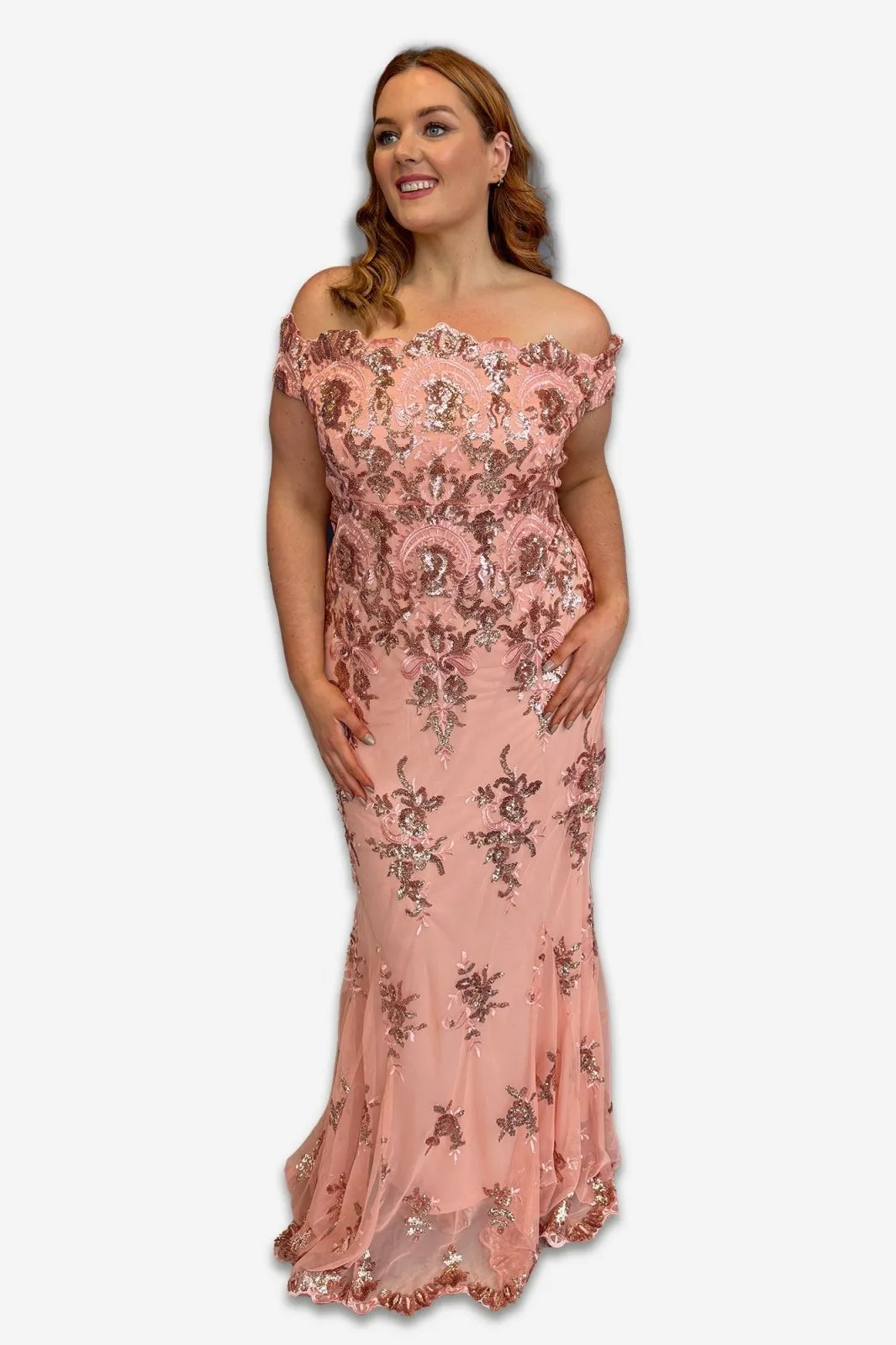 Bardot Plus Size Maxi Dress with Sequin Detail Blush/Peach