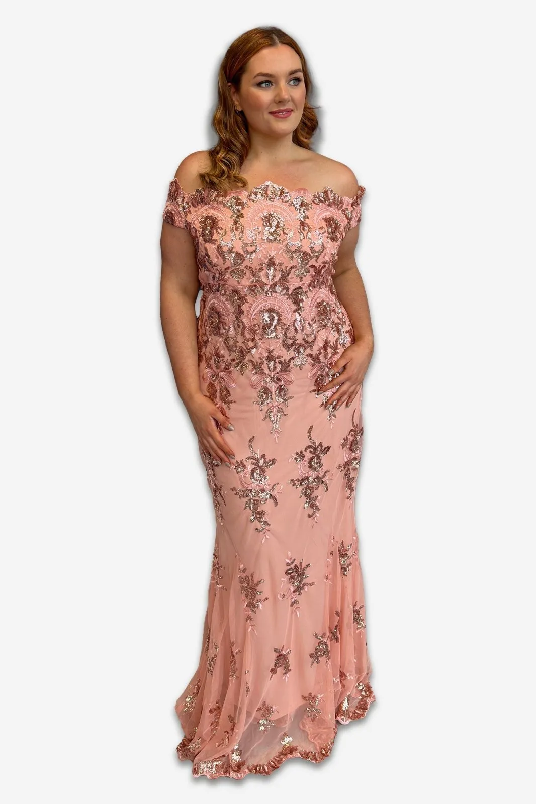 Bardot Plus Size Maxi Dress with Sequin Detail Blush/Peach