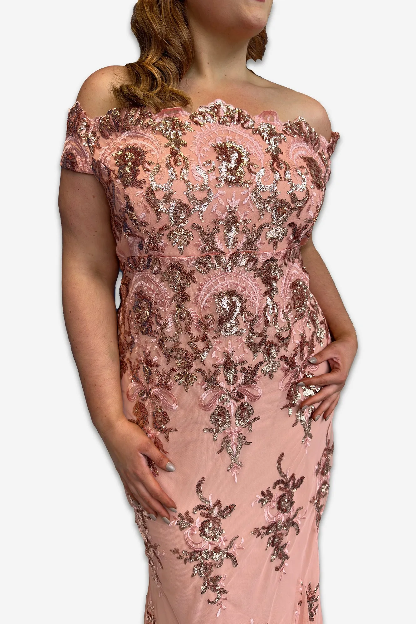 Bardot Plus Size Maxi Dress with Sequin Detail Blush/Peach
