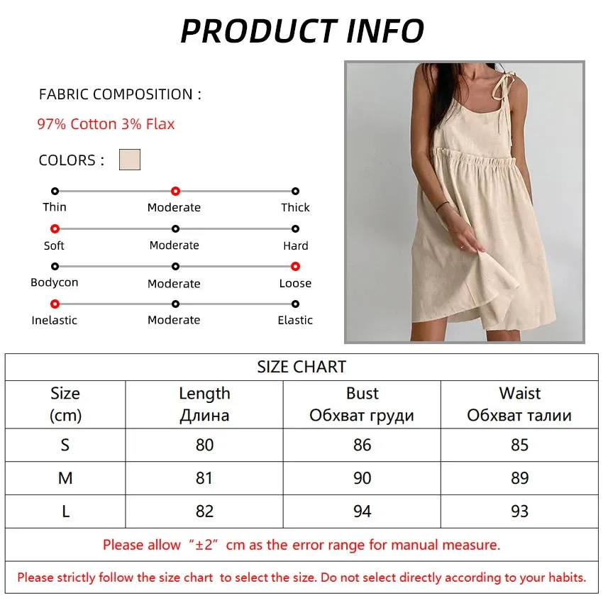 Bonnyshow New In Cotton Linen Summer Dress Women 2024 Sexy Sleeveless Bandage Lace Up Chic Elegant Party Club Mini Dresses Beach Sundress
