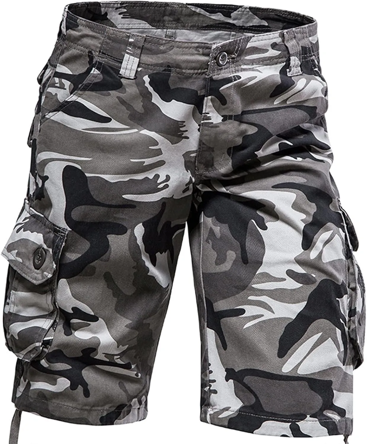 Camo Shorts Men Cargo Pants Summer Casual Camouflage Print Shorts with 6 Pockets Relaxed Fit Casual Bermuda Shorts