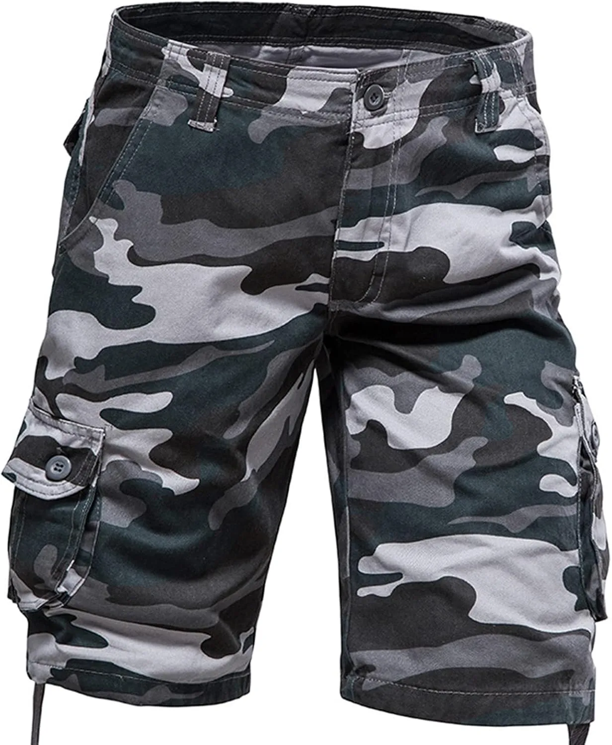 Camo Shorts Men Cargo Pants Summer Casual Camouflage Print Shorts with 6 Pockets Relaxed Fit Casual Bermuda Shorts