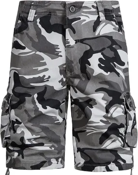 Camo Shorts Men Cargo Pants Summer Casual Camouflage Print Shorts with 6 Pockets Relaxed Fit Casual Bermuda Shorts