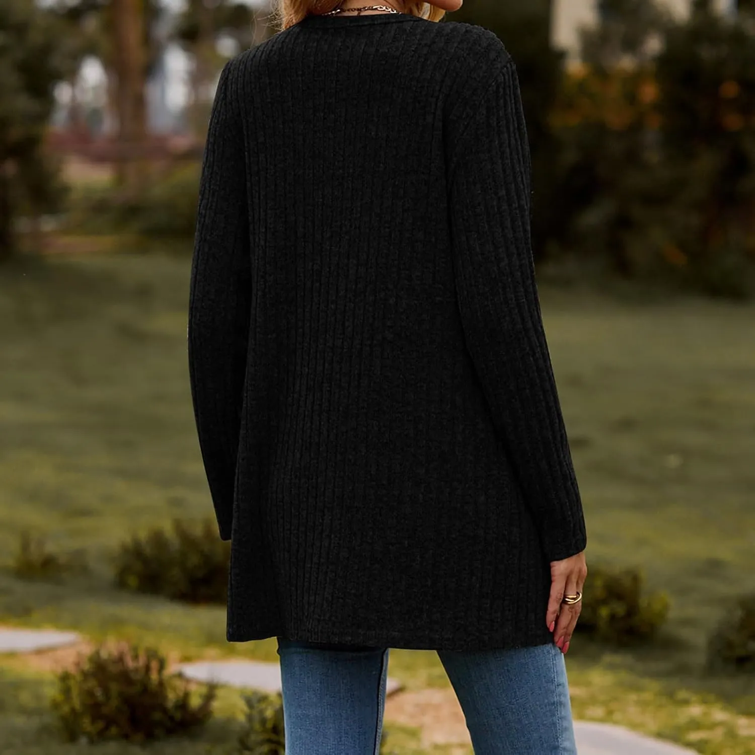 Cardigan Sweaters for Women Fall Casual Open Front Button Down Long Sleeve Cardigan Soft Lightweight Jacket