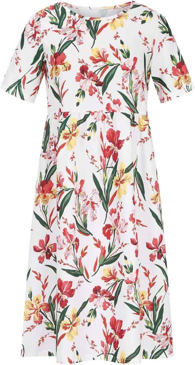 Ceboyel Maxi Dresses for Women 2023 Short Sleeve Casual Tshirt Dresses Floral Print Long Dress Trendy Summer Boho Clothing