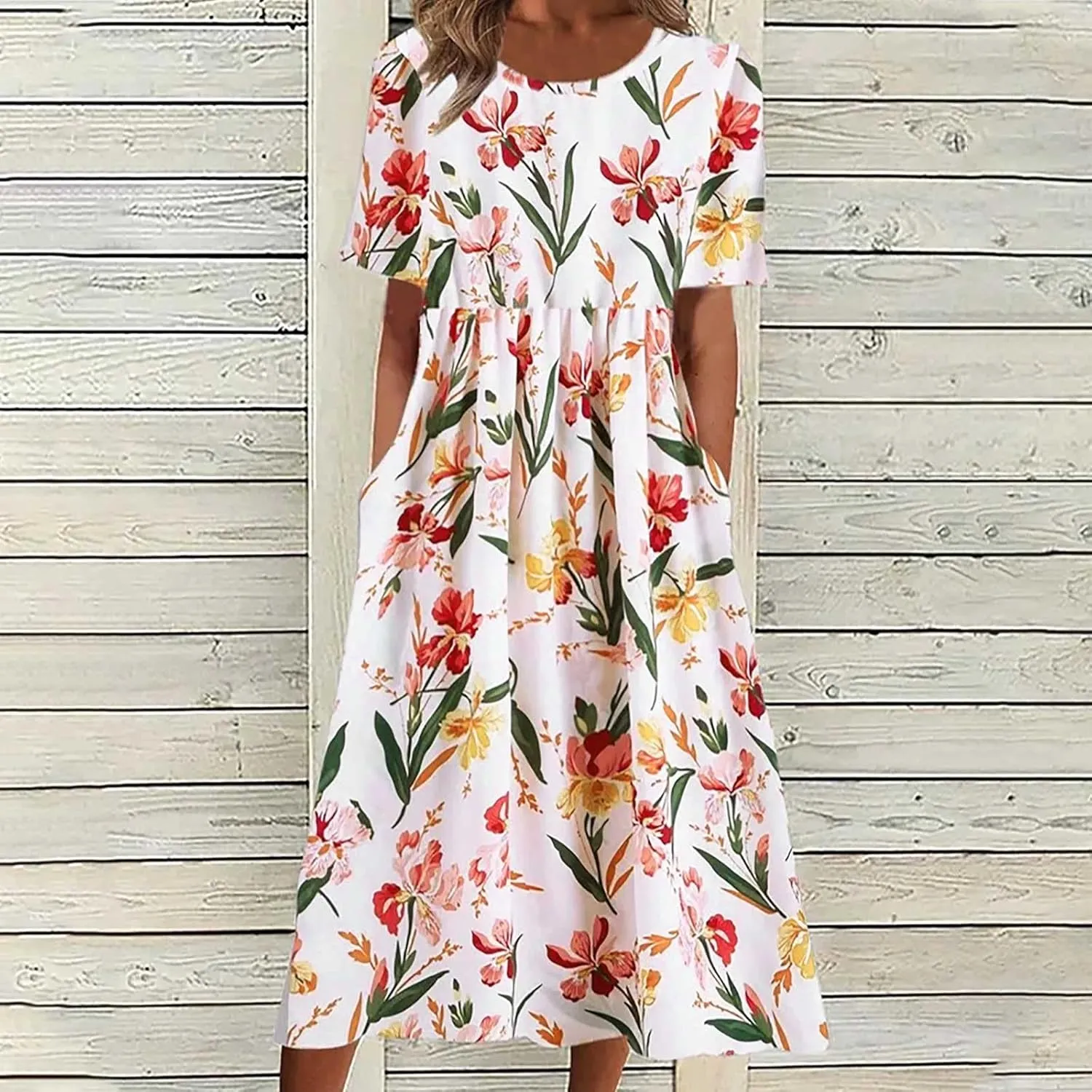 Ceboyel Maxi Dresses for Women 2023 Short Sleeve Casual Tshirt Dresses Floral Print Long Dress Trendy Summer Boho Clothing