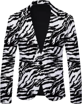 Christmas Blazer for Mens, Ugly Xmas Santa Claus Snowflake Print Tuxedo Suit Jacket One Button Lapel Party Blazers