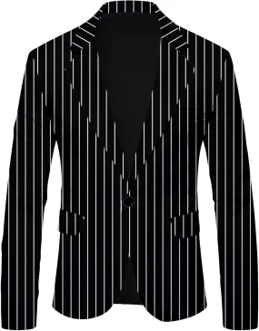 Christmas Blazer for Mens, Ugly Xmas Santa Claus Snowflake Print Tuxedo Suit Jacket One Button Lapel Party Blazers