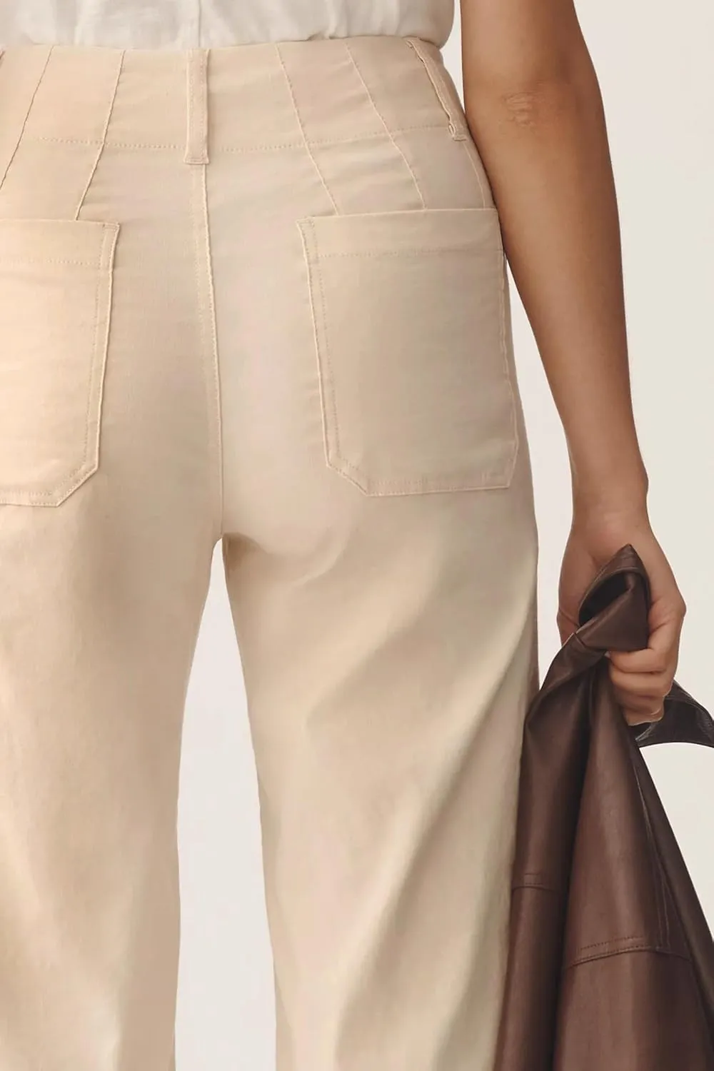Cicy Bell Womens Cropped Wide Leg Pants High Waisted Stretchy Flare Pants Casual Baggy Trousers