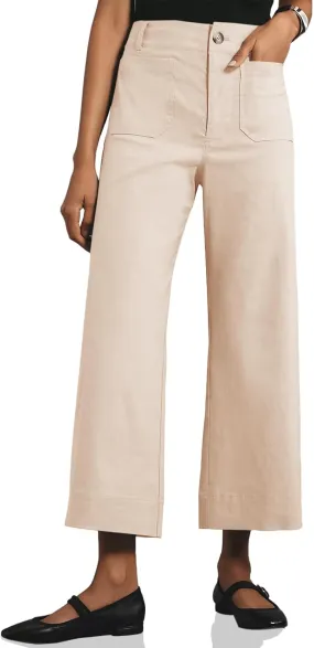 Cicy Bell Womens Cropped Wide Leg Pants High Waisted Stretchy Flare Pants Casual Baggy Trousers