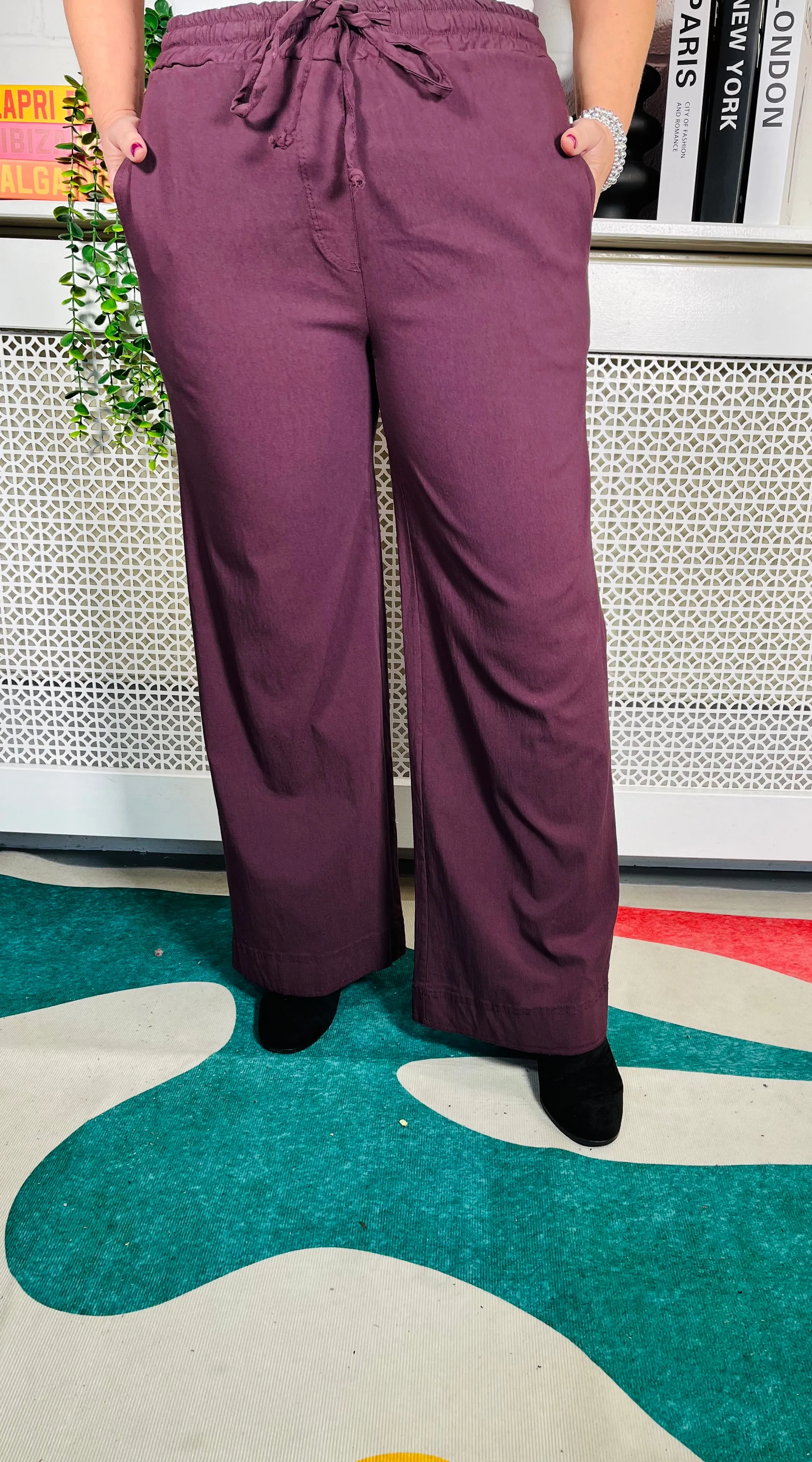 Daphne Wide Leg Trousers - Plum