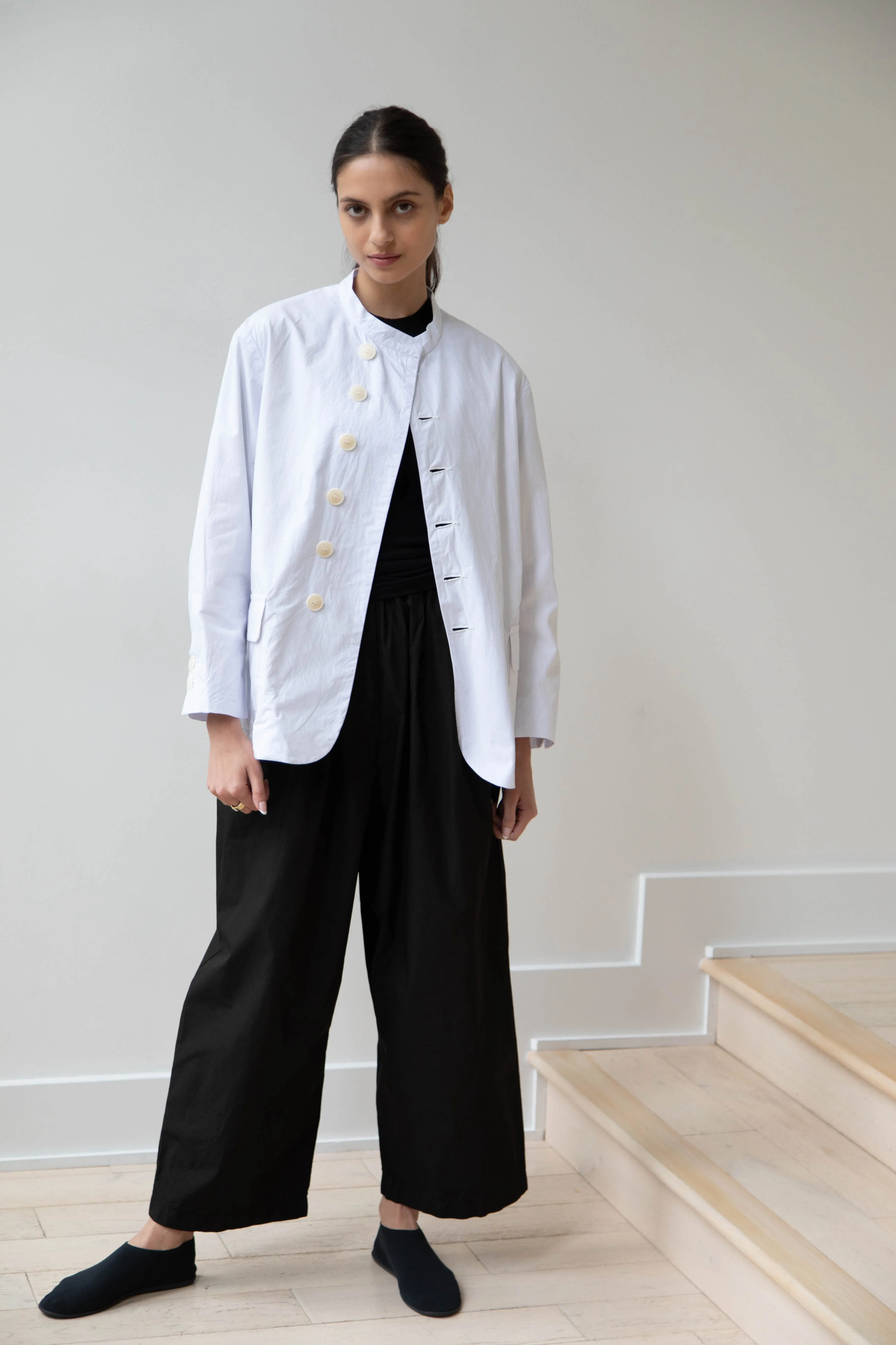 Gauze | Micro Check Blazer in Light Blue