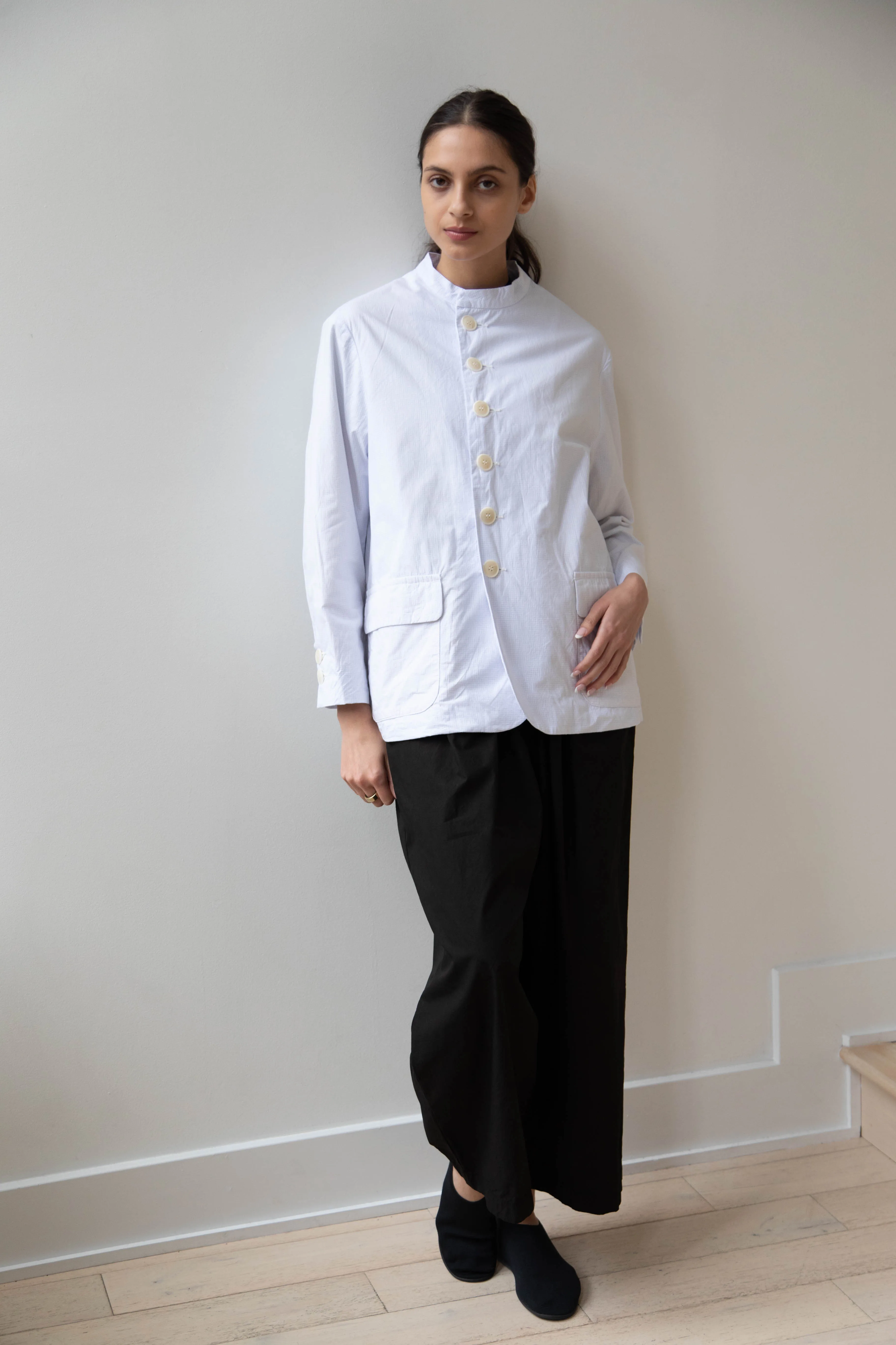 Gauze | Micro Check Blazer in Light Blue