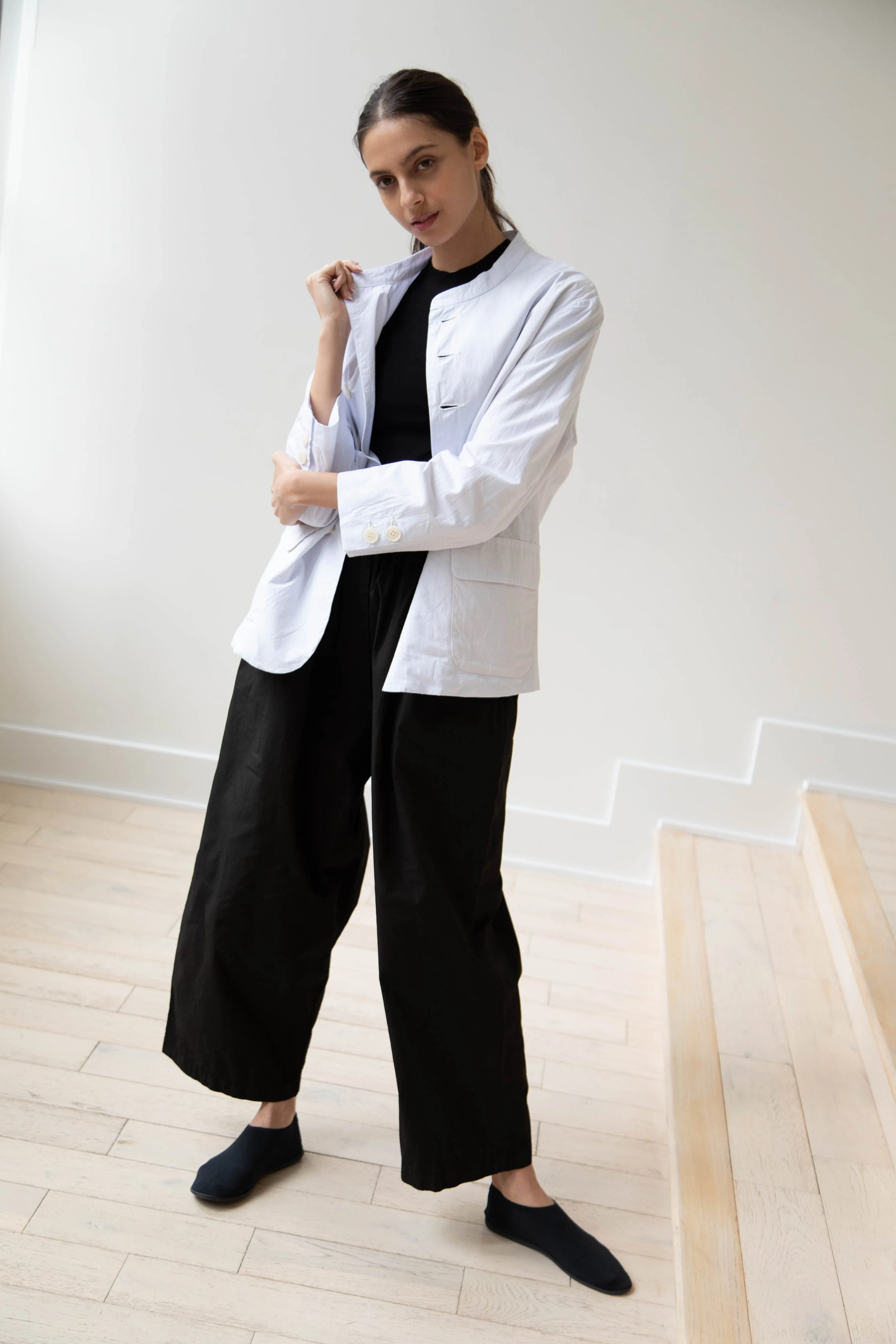 Gauze | Micro Check Blazer in Light Blue