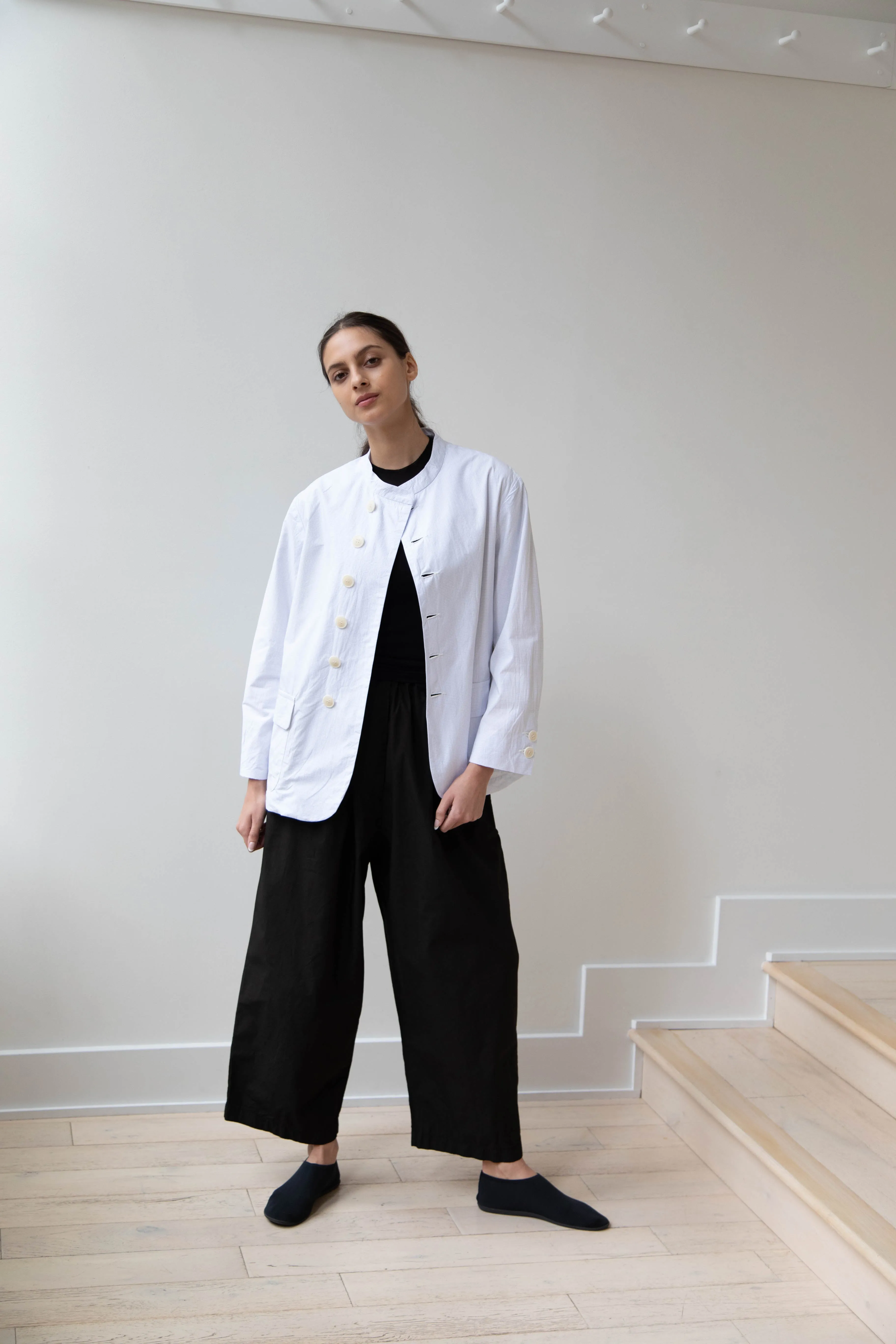 Gauze | Micro Check Blazer in Light Blue