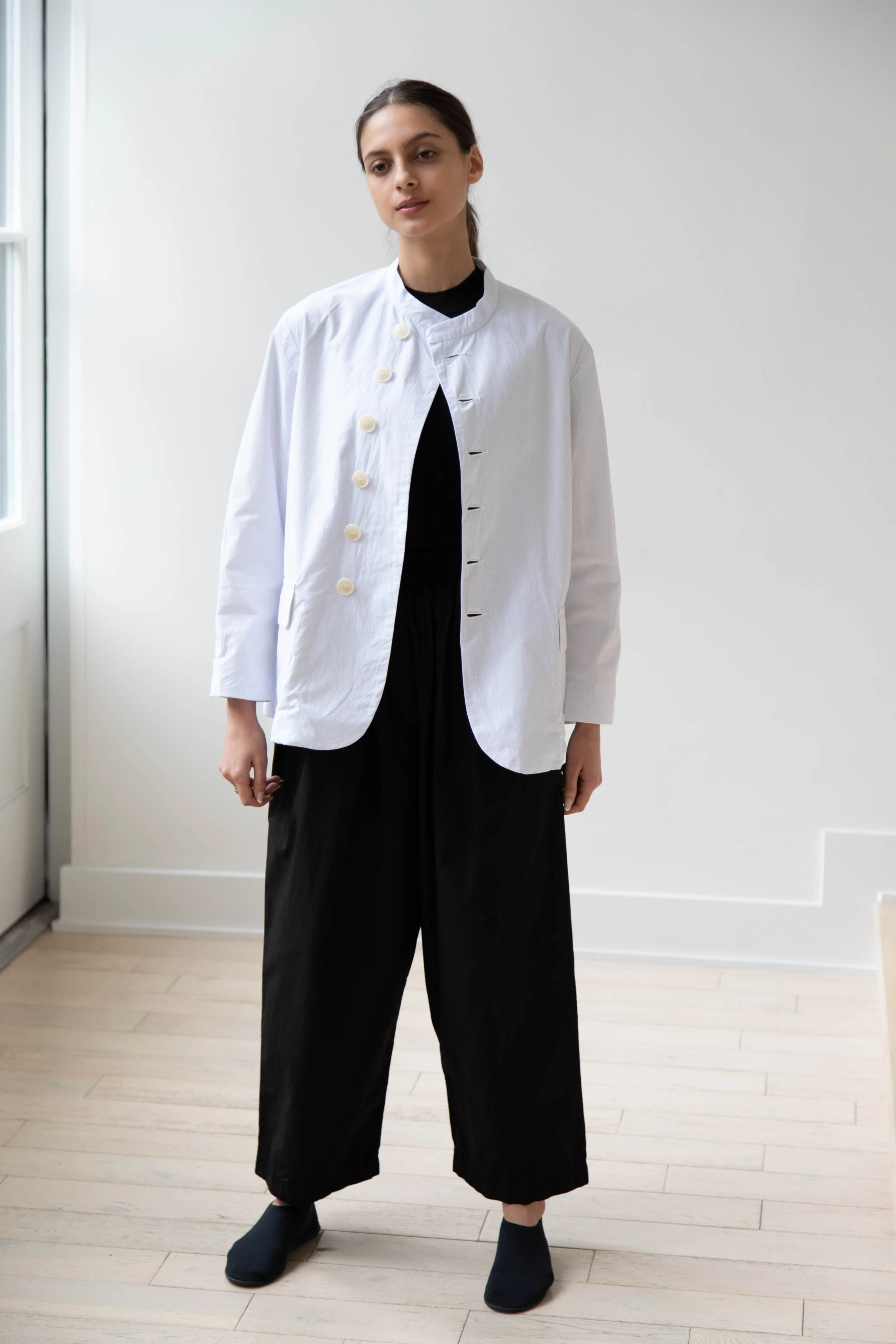 Gauze | Micro Check Blazer in Light Blue