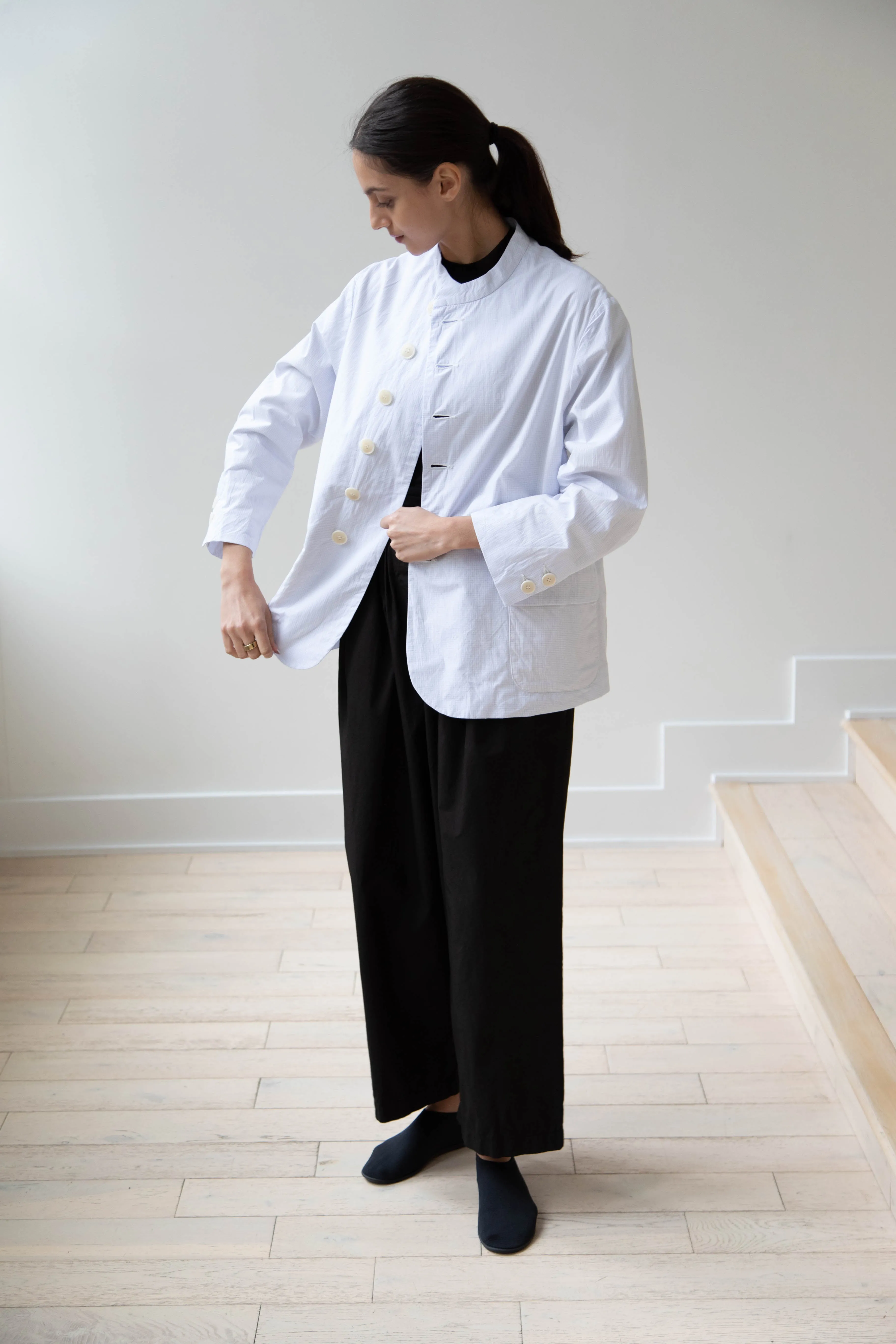 Gauze | Micro Check Blazer in Light Blue