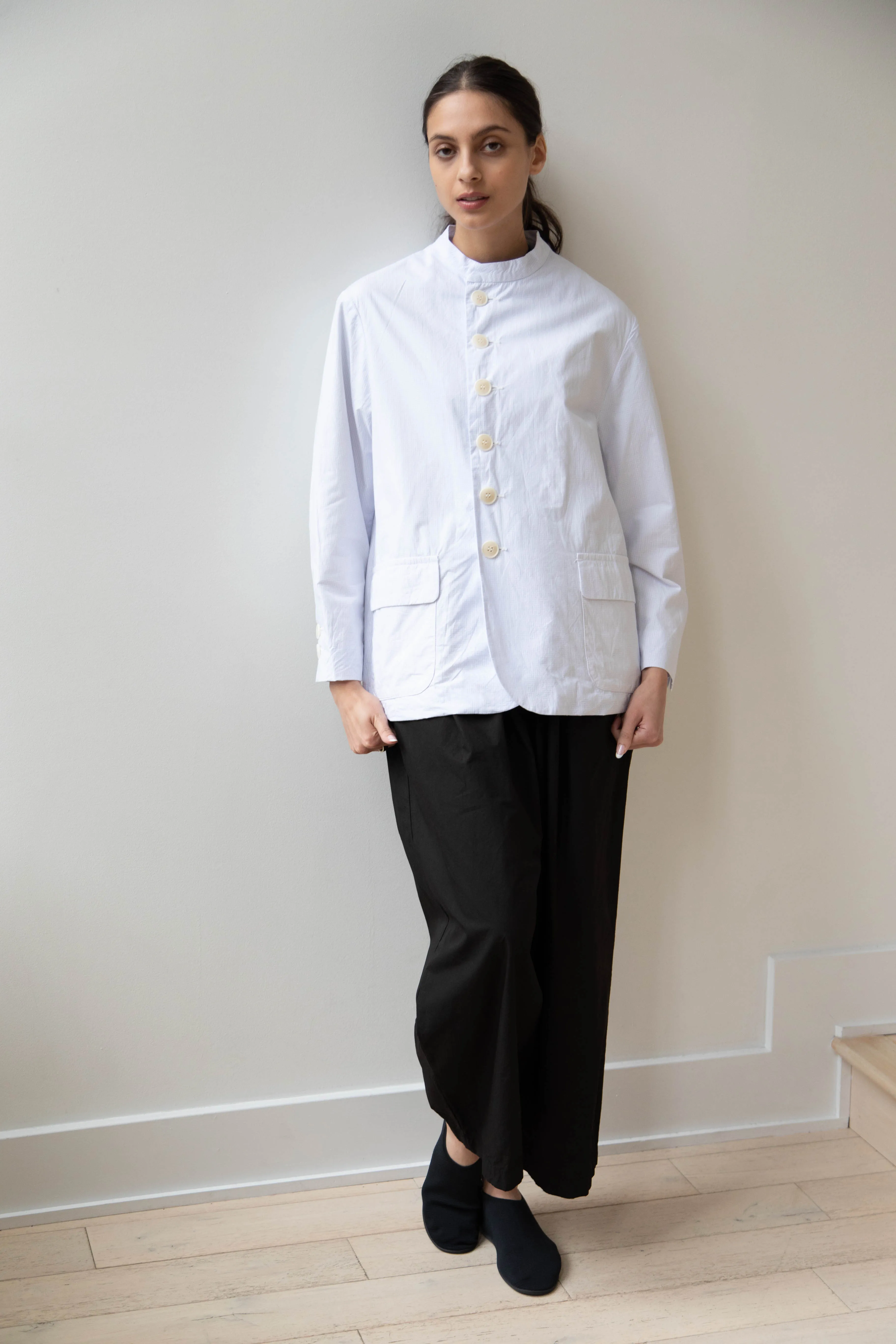 Gauze | Micro Check Blazer in Light Blue
