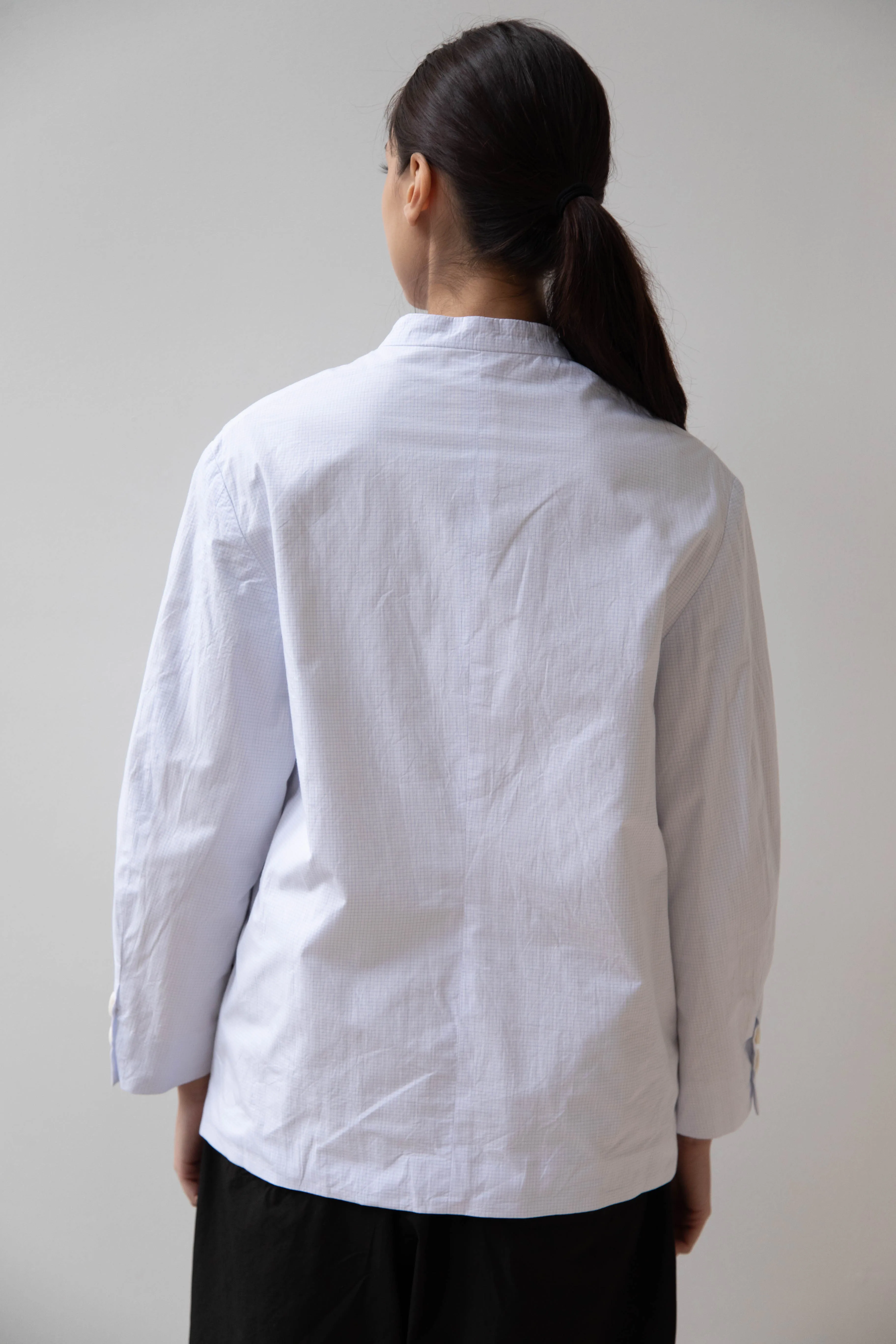 Gauze | Micro Check Blazer in Light Blue