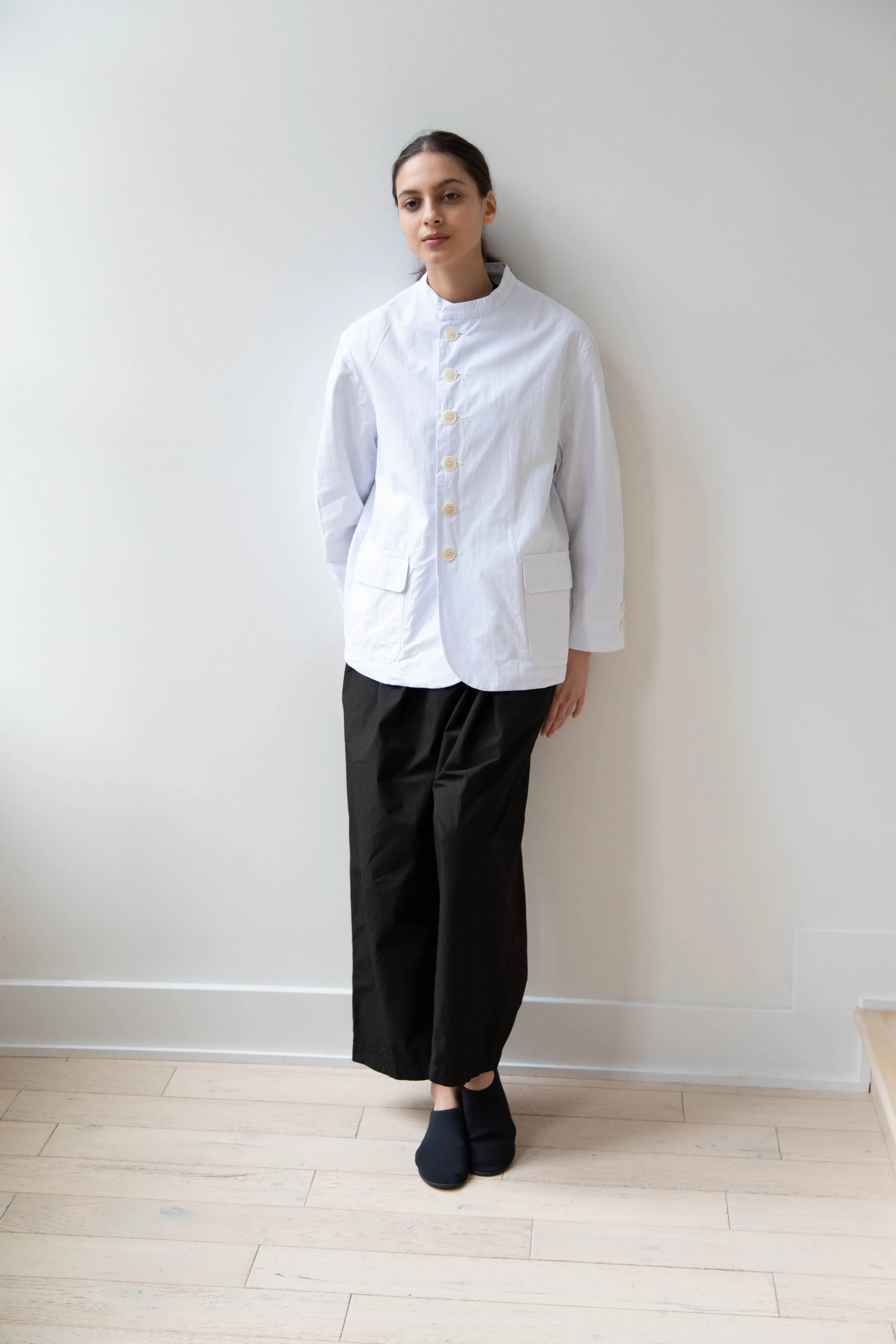 Gauze | Micro Check Blazer in Light Blue