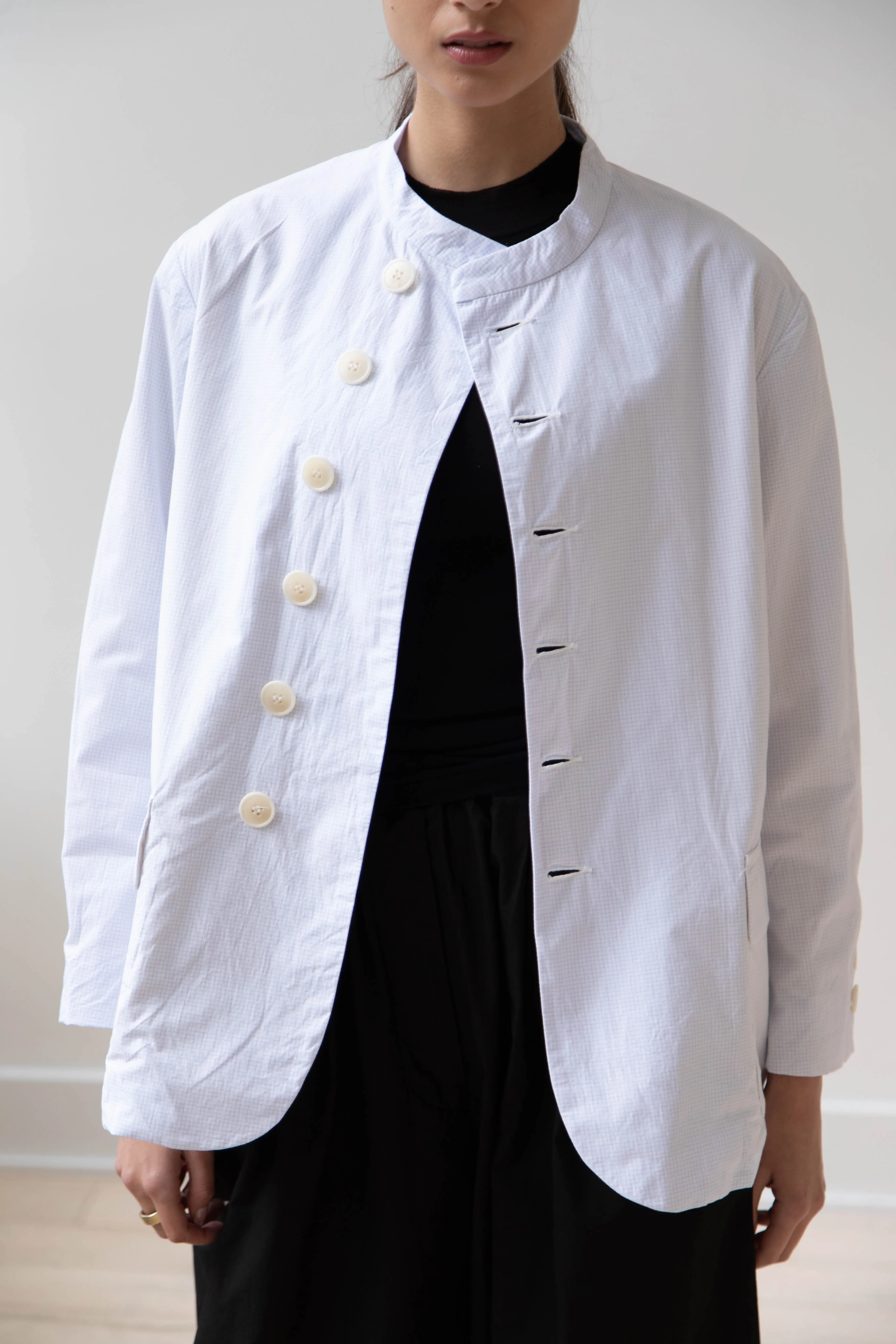 Gauze | Micro Check Blazer in Light Blue