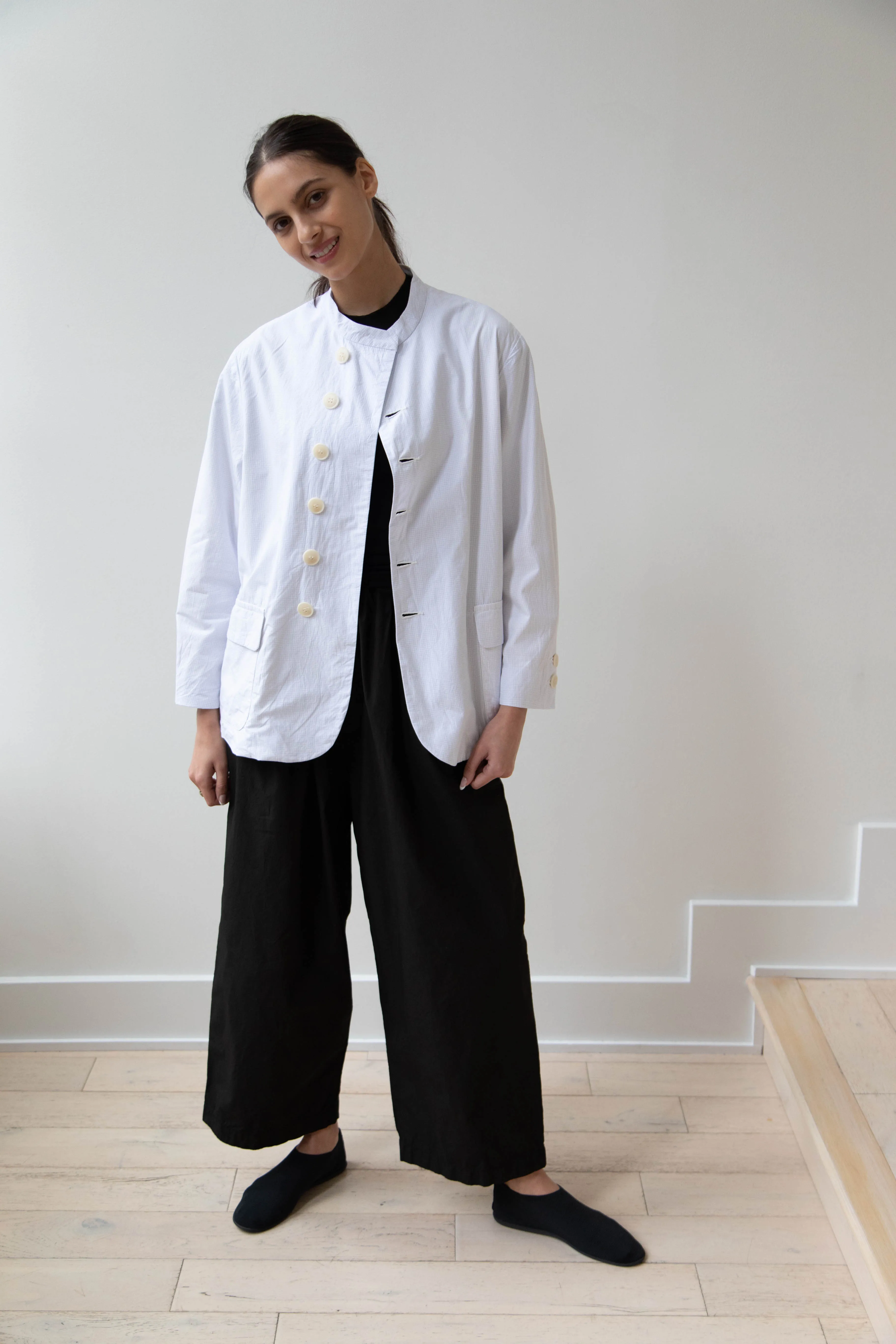 Gauze | Micro Check Blazer in Light Blue