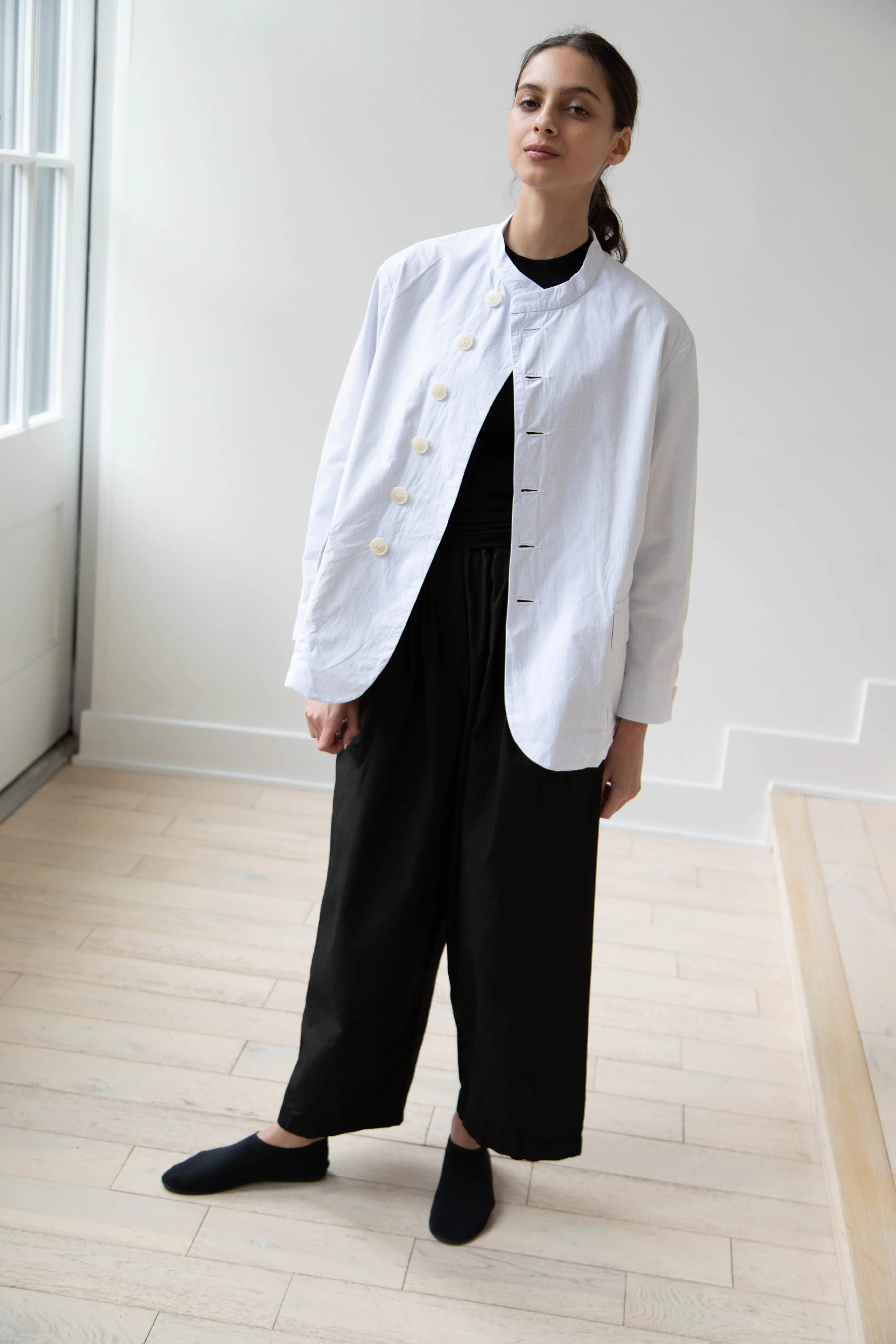 Gauze | Micro Check Blazer in Light Blue