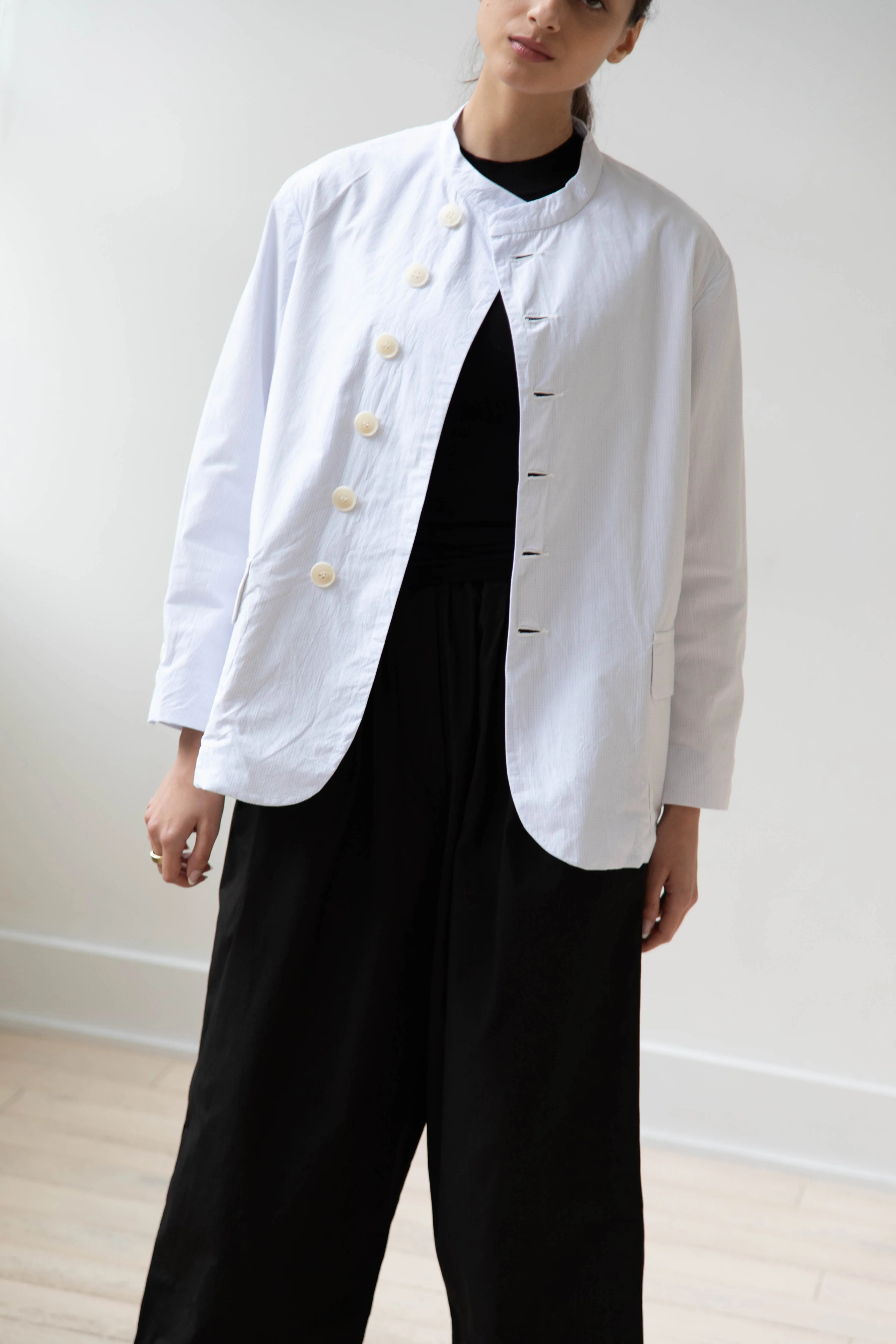 Gauze | Micro Check Blazer in Light Blue