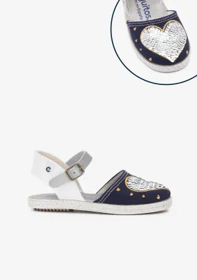 Girl's Heart Reversible Sequins Espadrilles