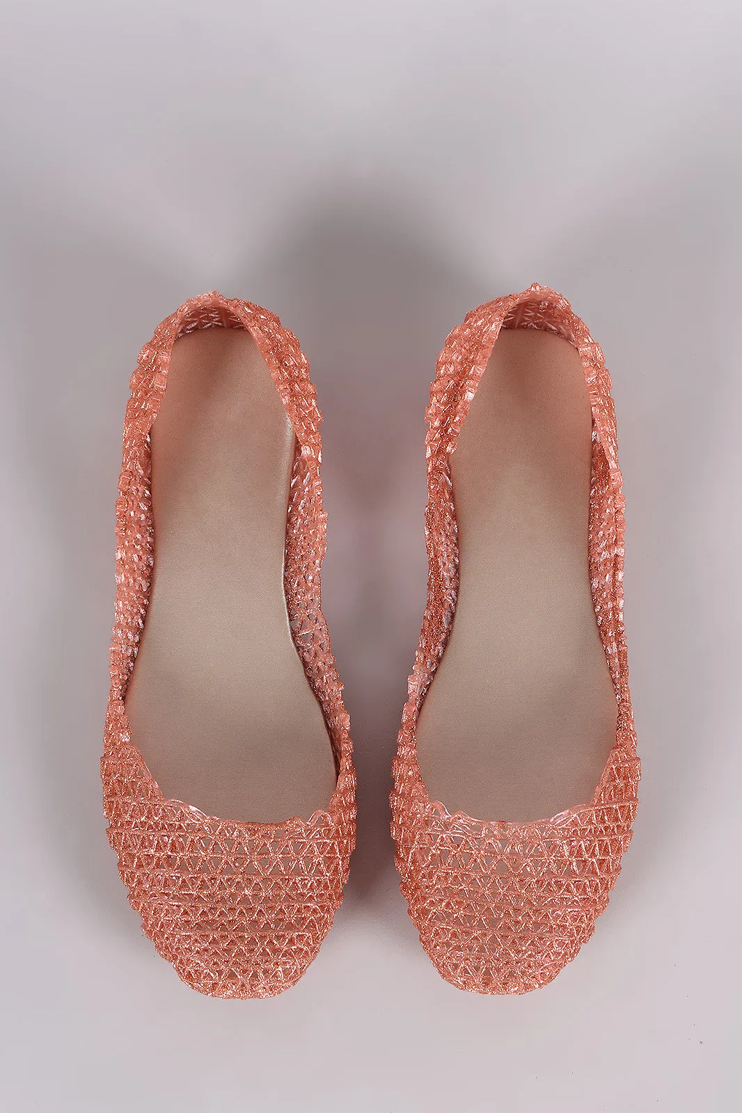 Glitter Woven Slip-On Jelly Flat