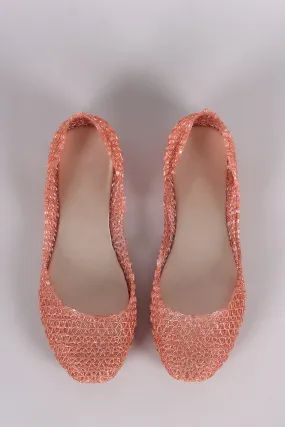 Glitter Woven Slip-On Jelly Flat