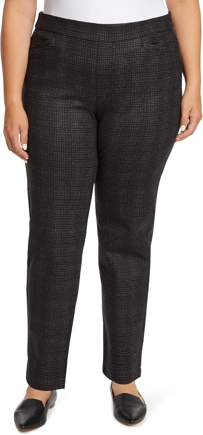 Gloria Vanderbilt Women's Pull on Trouser 4 Pocket Mid Rise Straight Leg Pant Plus