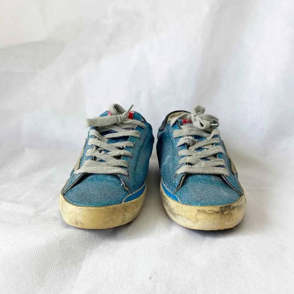 Golden Goose Blue Glittery Sneakers, 37