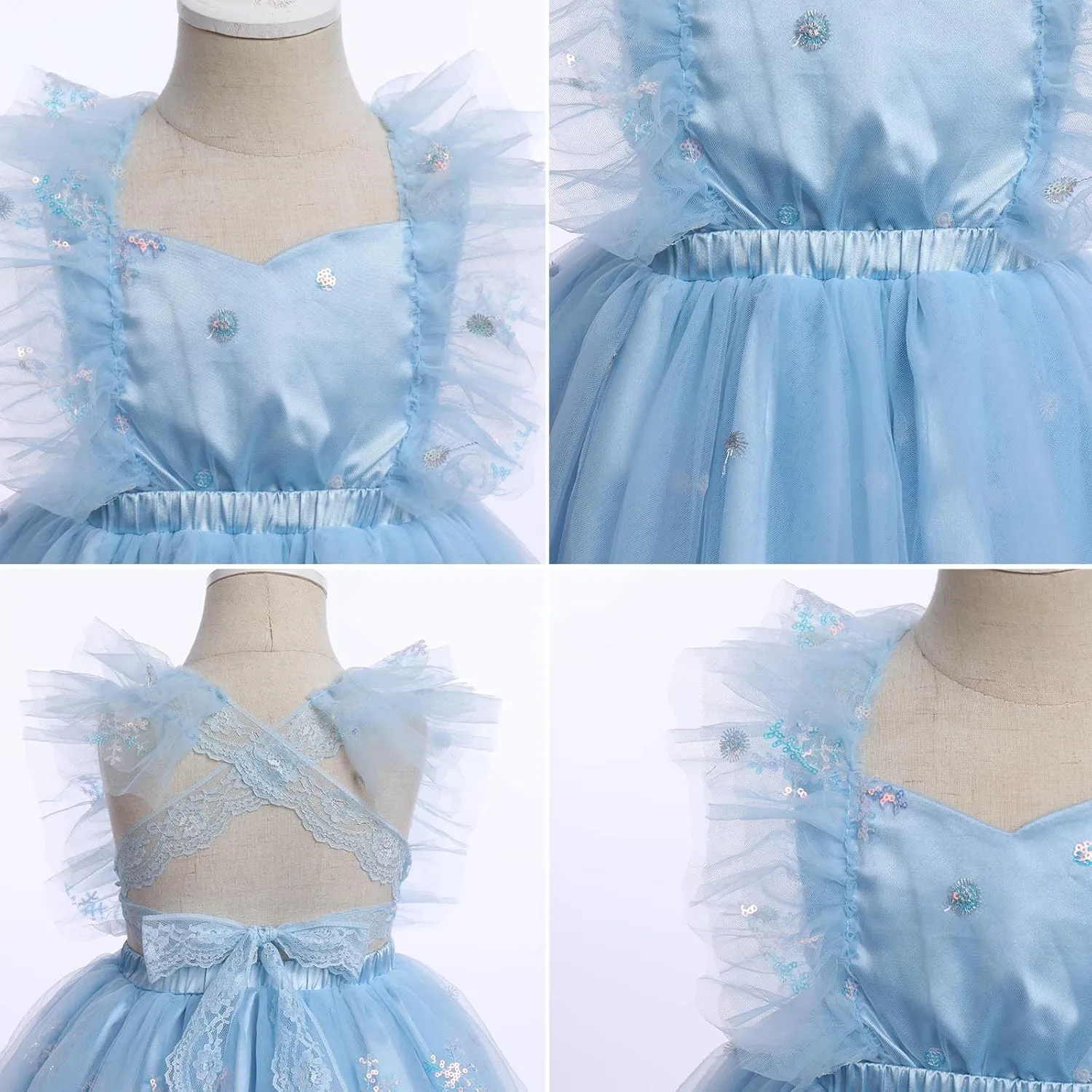 IDOPIP Baby Girls Butterfly Tutu Dress Summer Sleeveless Backless Lace Princess Birthday Party Dress with Headband Outfit