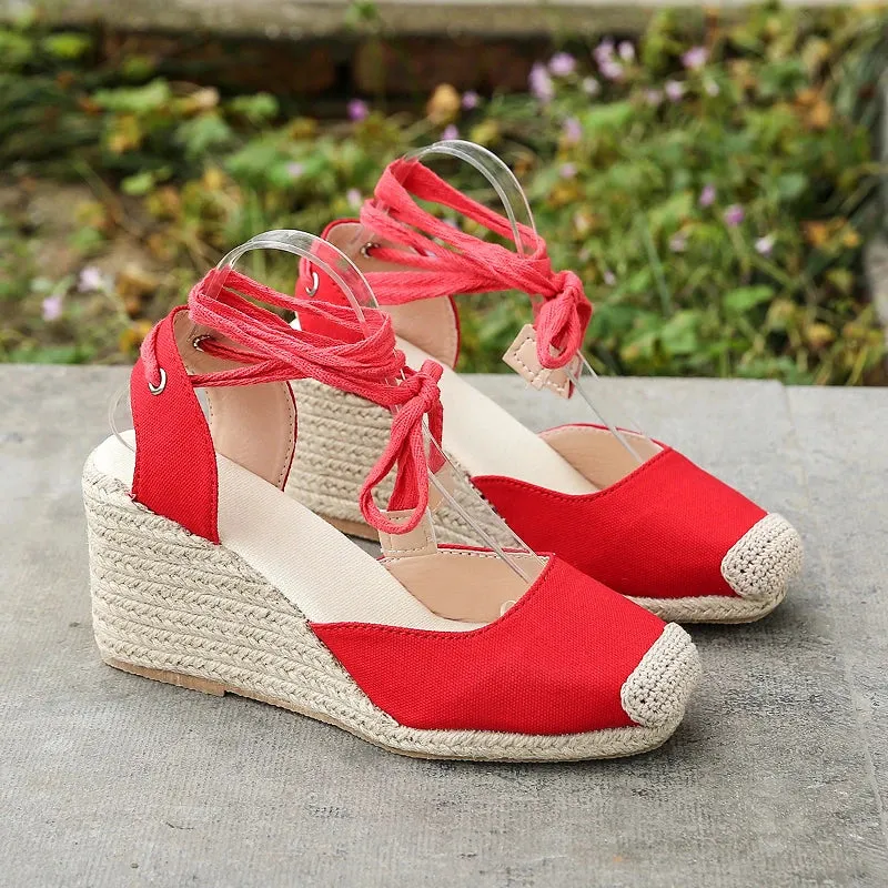 Ivyshape | Ankle Strap Wedge Casual Sandals