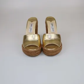 Jimmy Choo Gold Metallic Espadrille Wedge