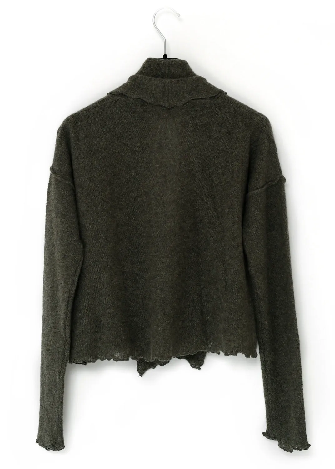 Kashmir cardigan med draperad sjalkrage - Loden green