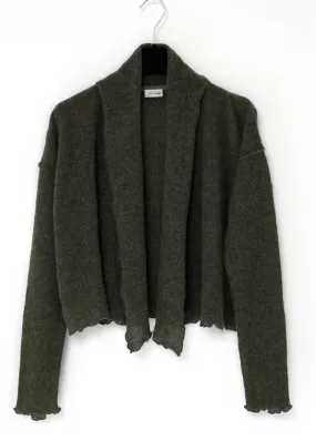 Kashmir cardigan med draperad sjalkrage - Loden green