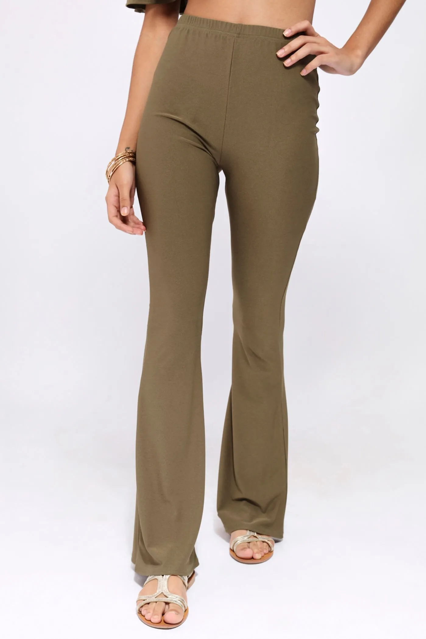 Khaki Flare Trousers