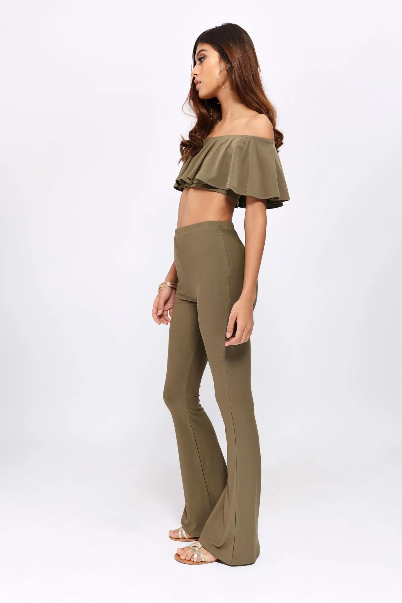 Khaki Flare Trousers