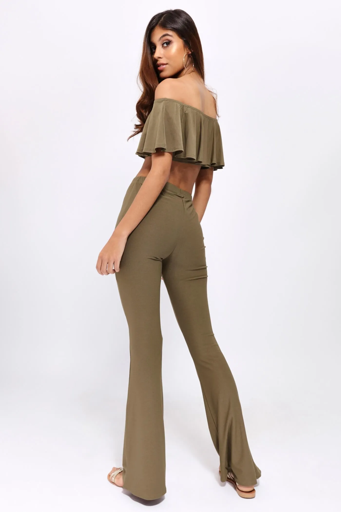 Khaki Flare Trousers